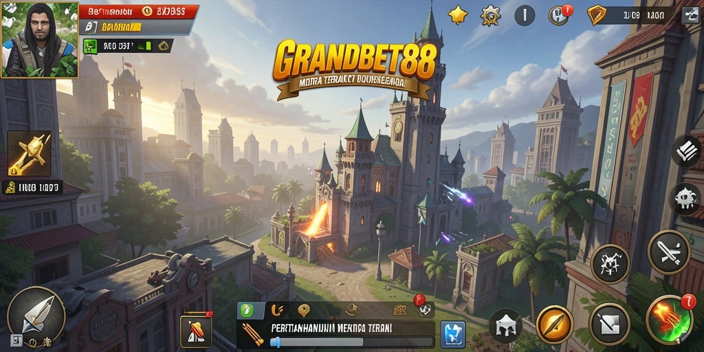 Tangkapan layar <strong>GRANDBET88</strong> menampilkan aksi strategi dalam Tower Defense.