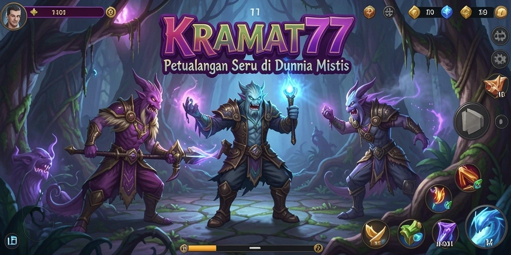 Screenshot gameplay KRAMAT77 menampilkan petualangan menegangkan.