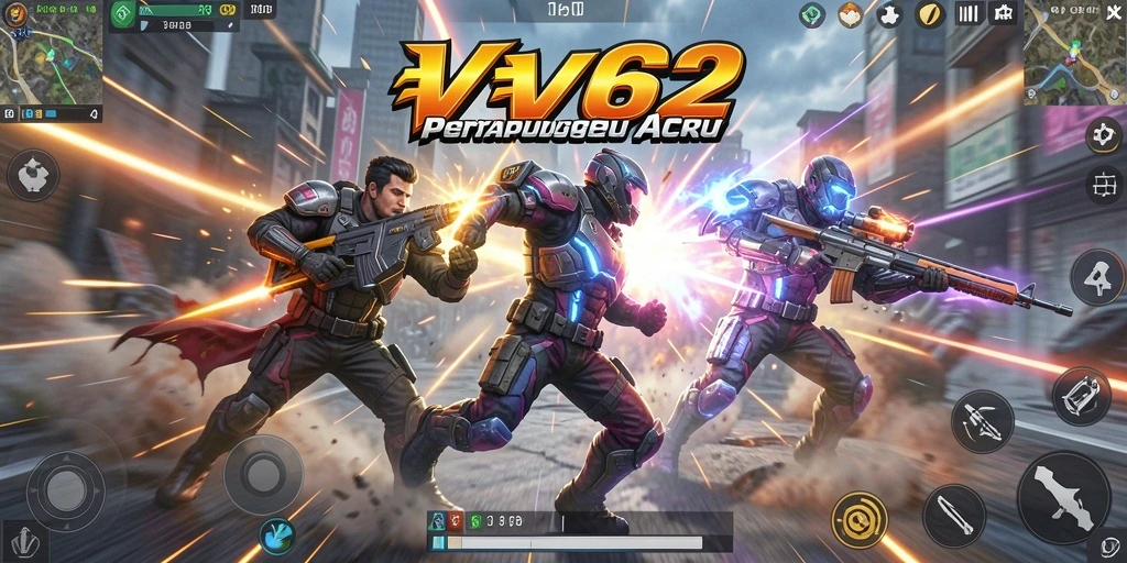 Tangkapan layar gameplay <strong>VV62</strong> menampilkan aksi menegangkan di medan tempur.